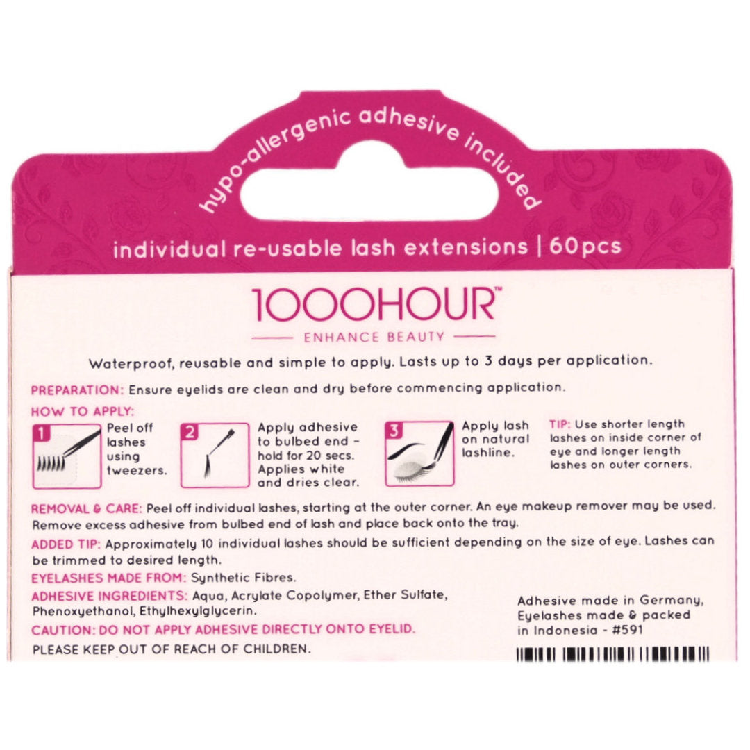 1000Hour Individual Lash Extensions - Short-Medium 60pcs