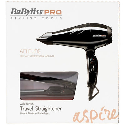 Babyliss Pro Attitude 2100 watt Professional AC Hair Dryer - Bonus Travel Straightener