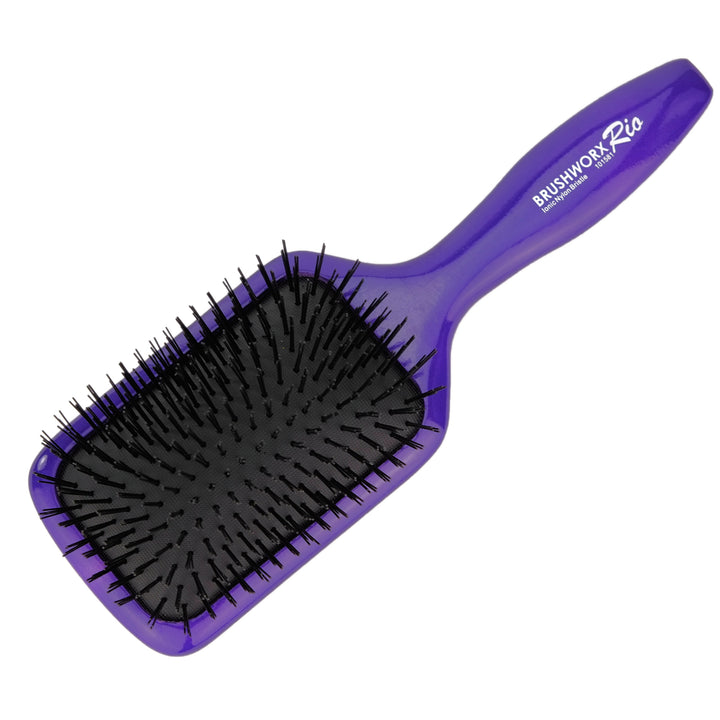 Brushworx Rio Ionic Nylon Bristle Purple Paddle Brush