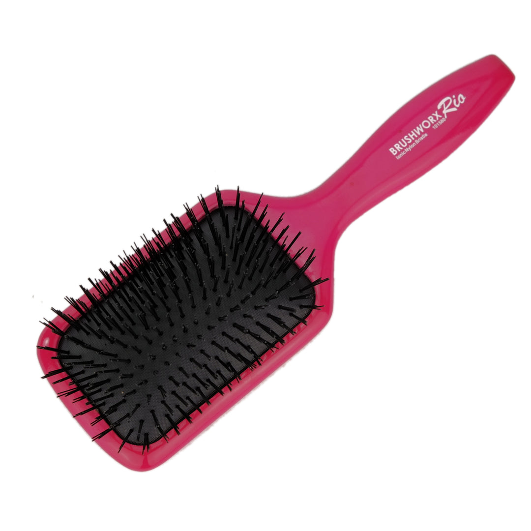 Brushworx Rio Ionic Nylon Bristle Purple Paddle Brush