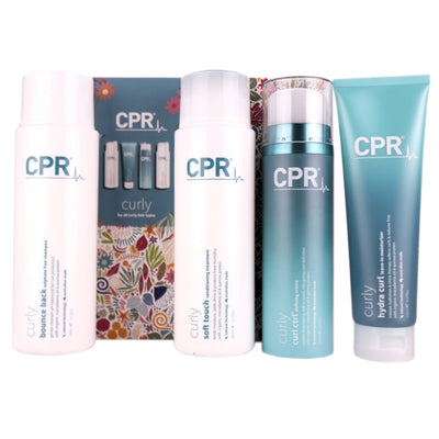 CPR Curly Haircare Quad Pack is a value-packed assortment of your favorite CPR Curly products to help smooth and define your curls.