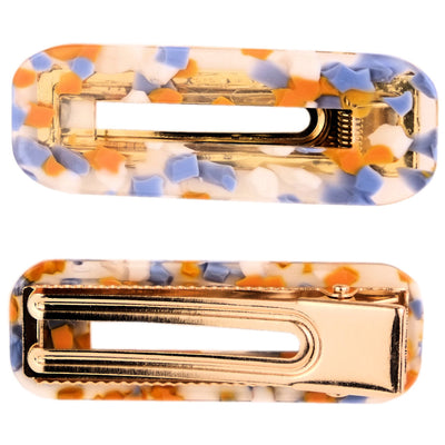 Clear Water Blue Orange White Drops Acrylic Hair Clip