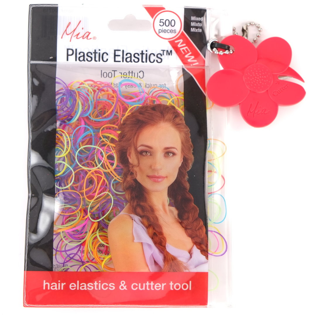 Mia Plastics Coloured Hair Elastics 500pk