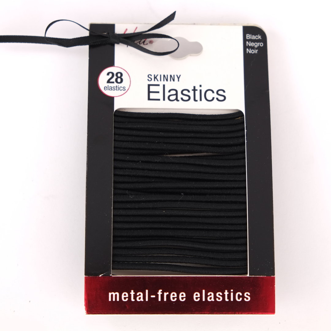 Mia Metal Free Black Skinny Hair Elastics 28pk
