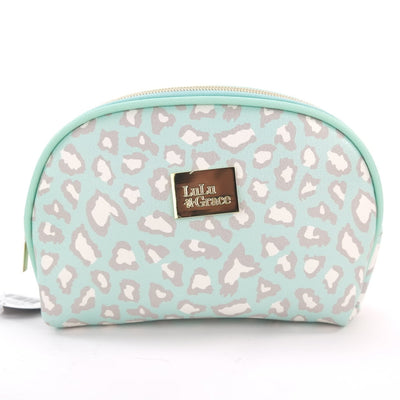 LuLu Grace Leopard Mint Small Luxe Cosmetic Bag