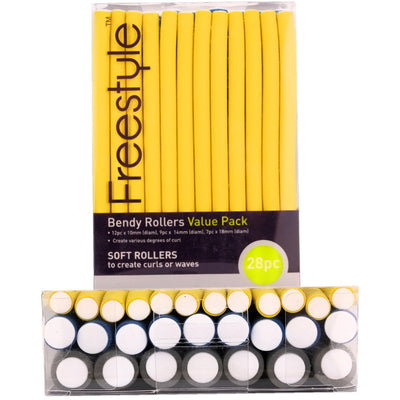 Freestyle Bendy Soft Flexible Rollers 28pc Value Pack