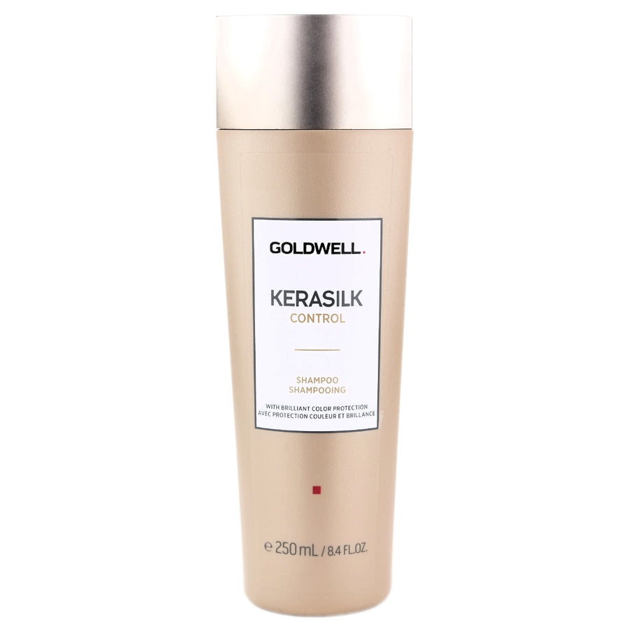 Goldwell Kerasilk Control Shampoo gently cleanses and smoothes unruly and frizzy hair.