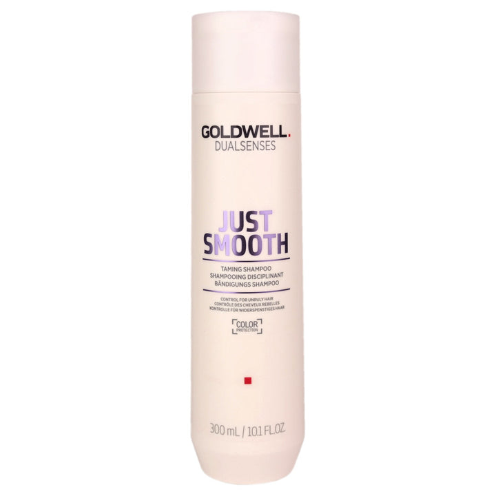 Goldwell Just Smooth Taming Shampoo creates manageability for unruly and frizzy hair.