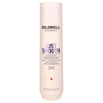 Goldwell Just Smooth Taming Shampoo creates manageability for unruly and frizzy hair.