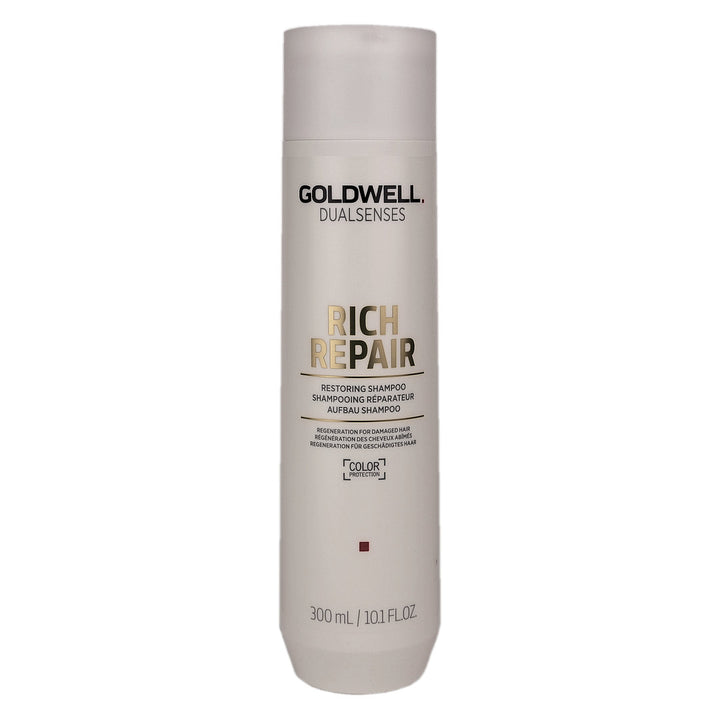 Goldwell Rich Repair Shampoo restores dry to damaged hair, leaving hair feeling natural, soft and shiny.