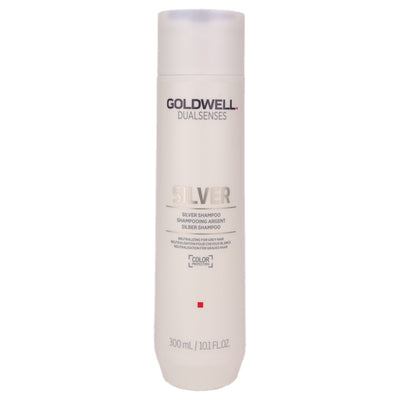 Goldwell Dualsenses Silver Shampoo for unwanted yellow tones in grey and cool blonde hair.