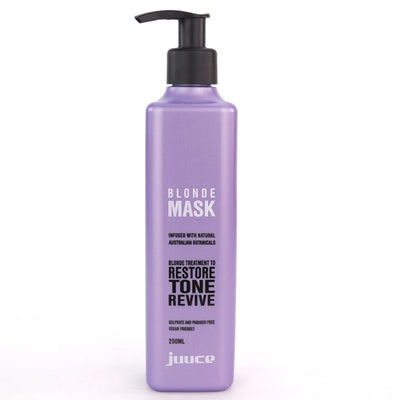 Juuce Blonde Mask Treatment revives very dry, damaged blonde hair and also used for reducing gold & yellow tones.