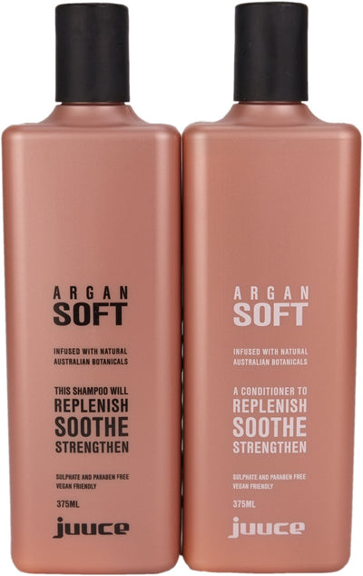 Juuce Argan Soft Shampoo and Conditioner helps to nourish, strengthen and replenish frizzy, fragile very dry to extremely dry hair.