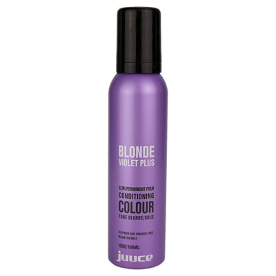 Juuce Blonde Violet Plus is an extra violet Blonde Toner that delivers temporary violet pigments to blonde hair to remove unwanted gold and yellow tones.