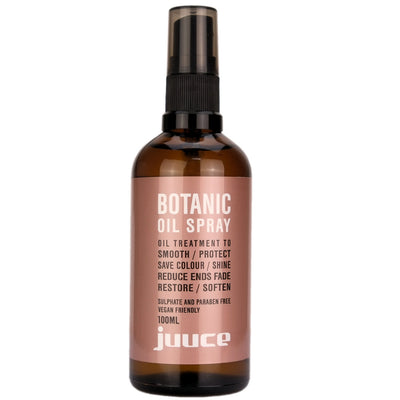 Juuce Botanic Oil Spray is a daily treatment to help smooth, reduce frizz, protect colour, provide shine, restore and soften the hair.