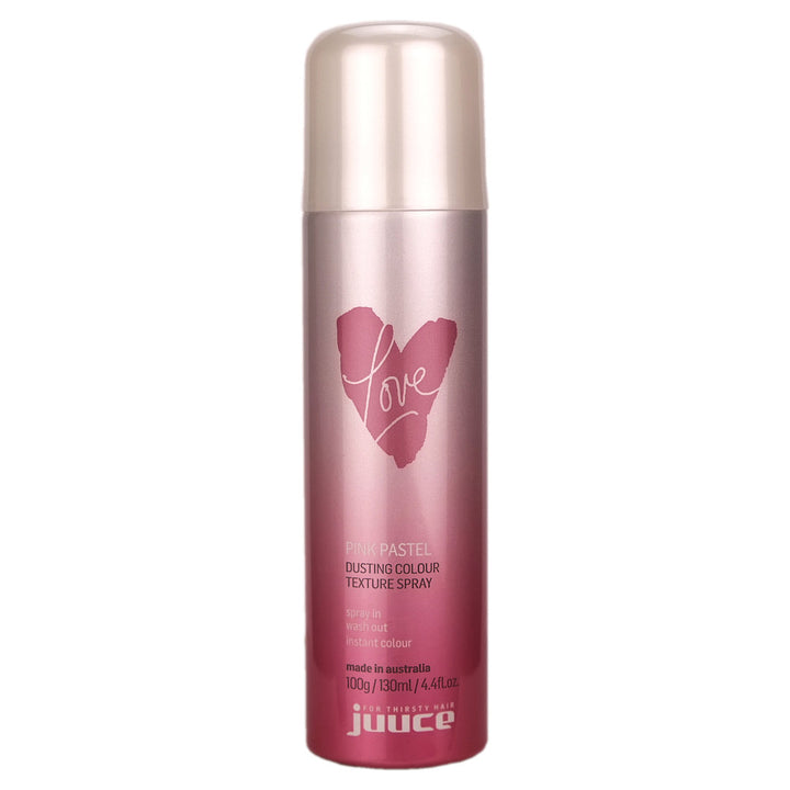 Juuce Love Pink Pastel Dusting Spray, Spray a little or a lot to acheive a darker hot pink, lasting until shampooed out.