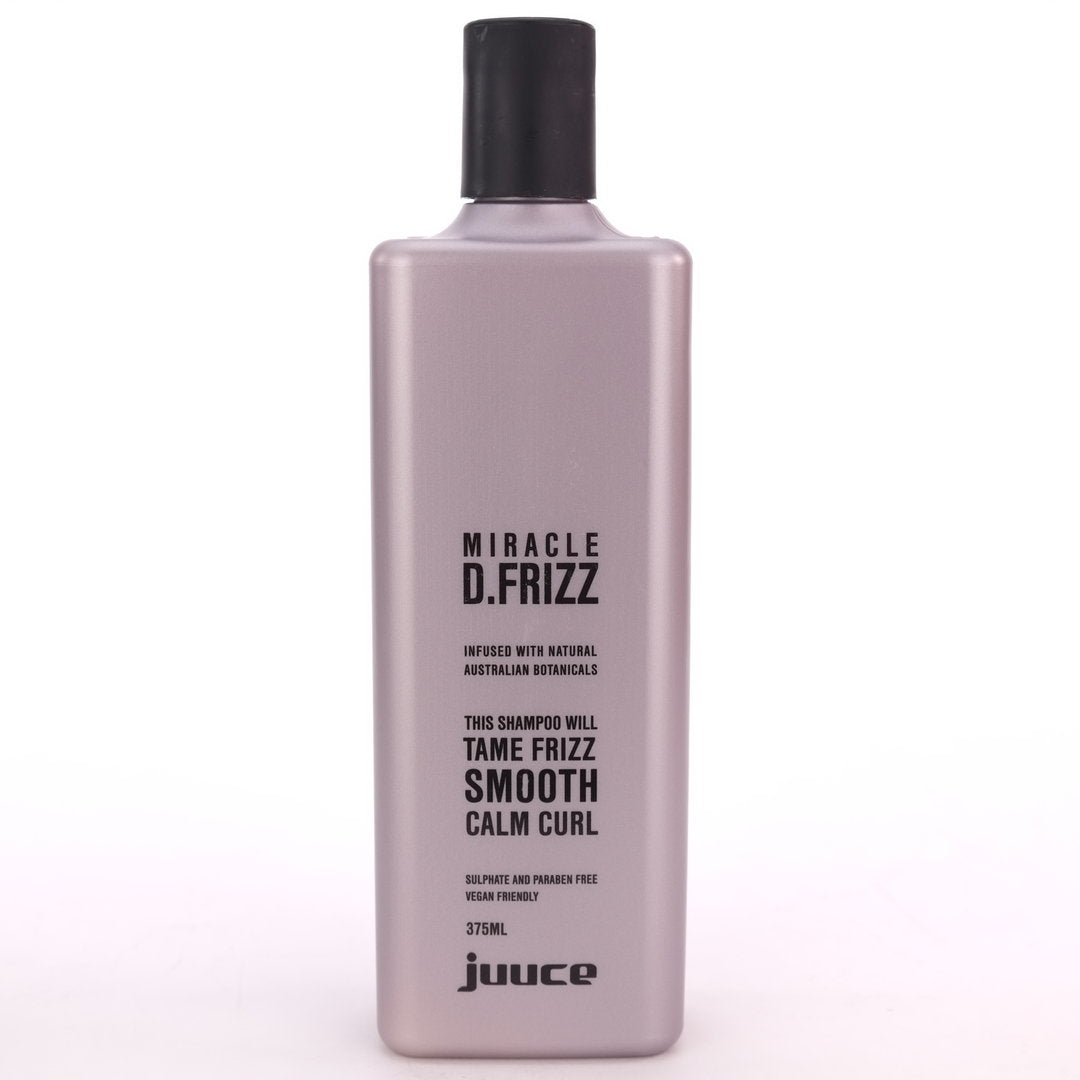 Juuce Miracle D Frizz Shampoo tames all types of frizzy, coarse, unruly very dry to extremely dry hair.