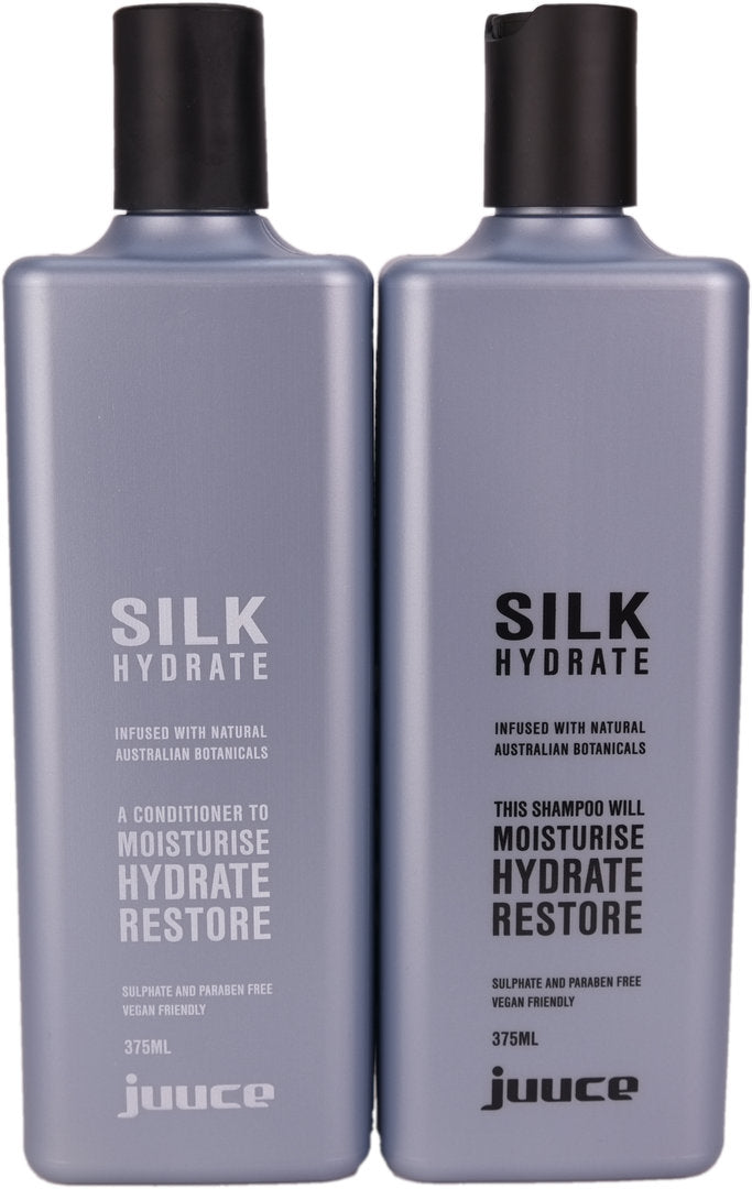 Juuce Silk Hydrate Shampoo and Conditioner helps to Moisturise, Hydrate and Restore Chemical treated dry to very dry hair. 