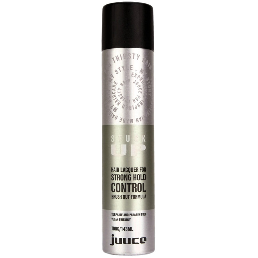 Juuce Stuck Up is a Strong Hold Hair Lacquer to control and finish hair styles.