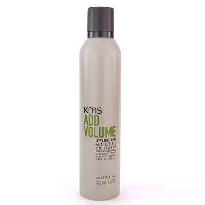 KMS Add Volume Styling Foam provides structured body and heat protection for voluminous styles.