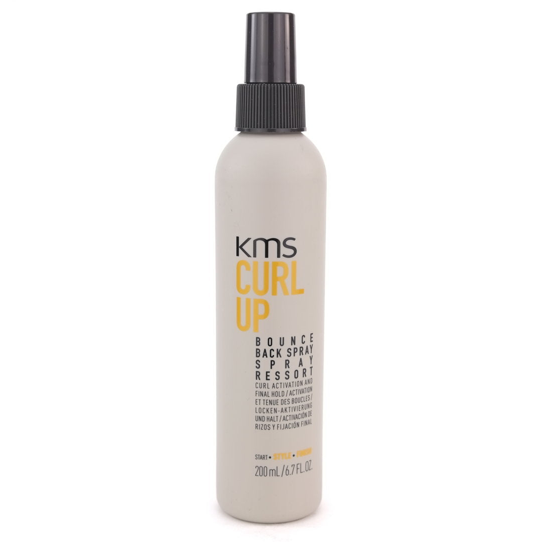 KMS Curl Up Bounce Back Spray provides curl activation and final hold.