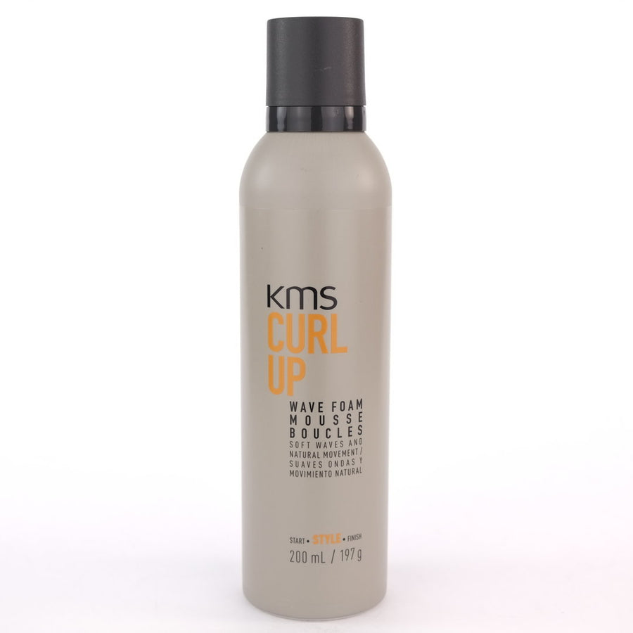KMS Curl Up Wave Foam Mousse is a light gel-to-foam enhances wave formation for a soft finish with less frizz.