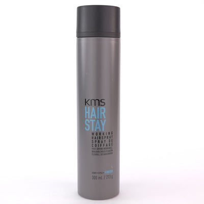 KMS Hair Stay Working Hairspray has workable hold and humidity resistance. The more you spray, the more it holds.