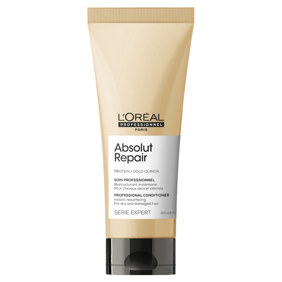 L'Oreal Absolut Repair Professional Conditioner provides instant resurfacing for dry and damaged hair, leaving hair soft and shiny.