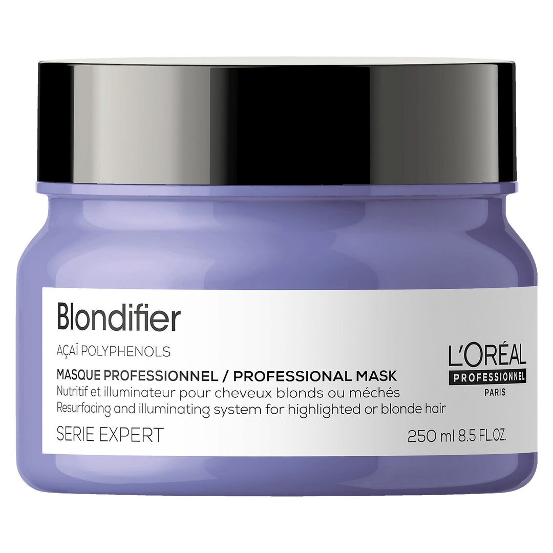 L'Oreal Blondifier Professional Mask is a resurfacing and illuminating system for highlighted or blonde hair.