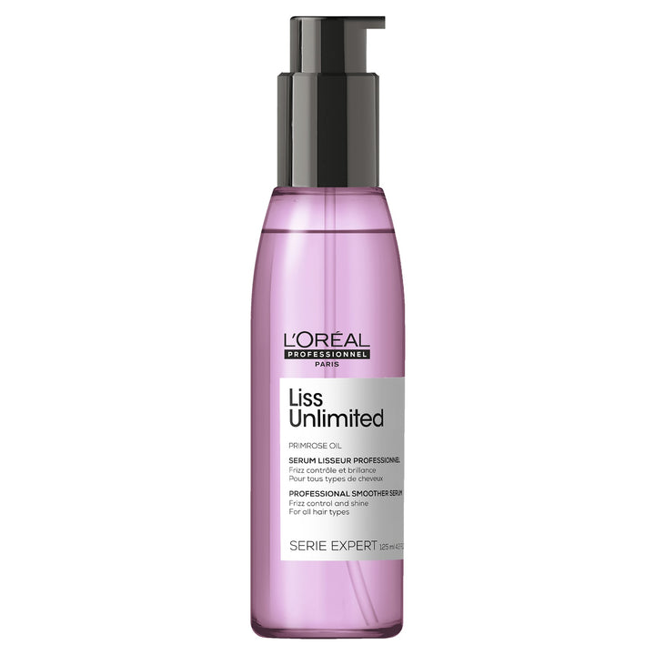 L'Oreal Liss Unlimited Professional Smoother Serum provides frizz control and shine for all hair types.