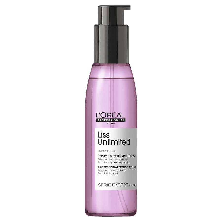 L'Oreal Liss Unlimited Professional Smoother Serum provides frizz control and shine for all hair types.