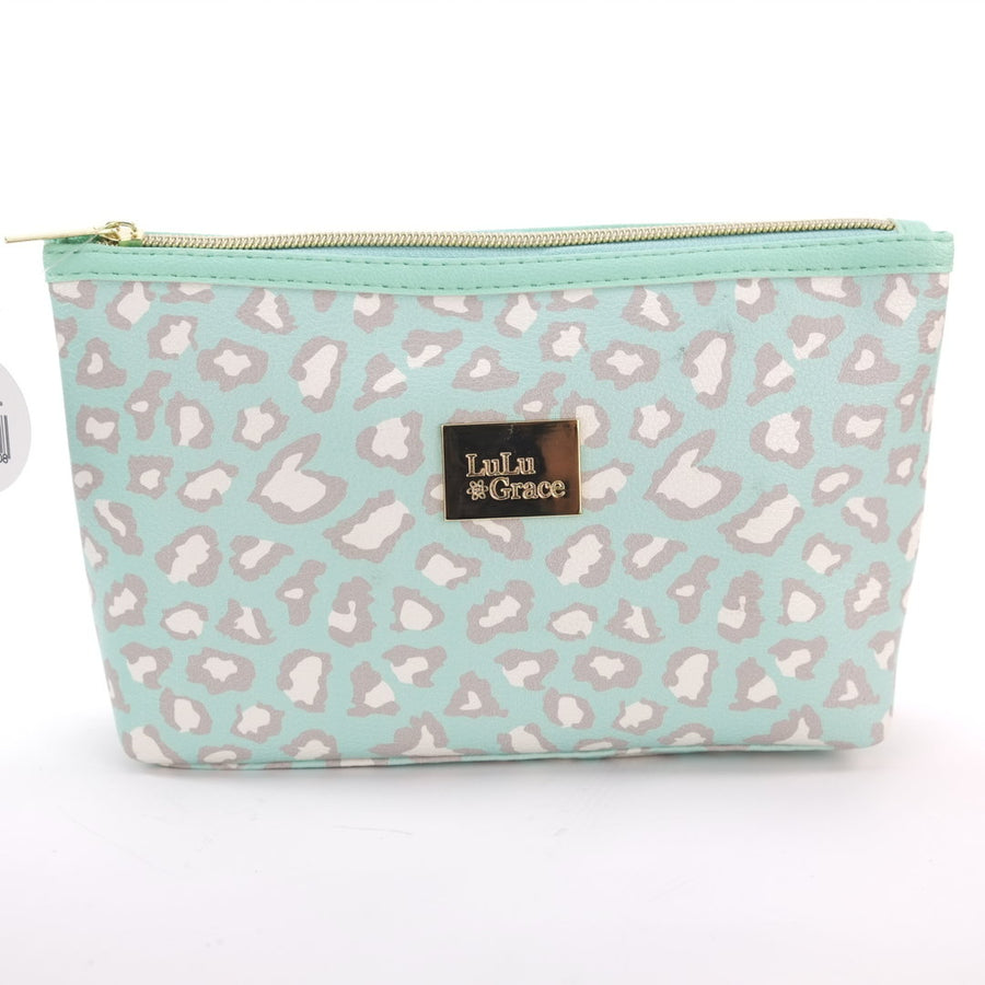 LuLu Grace Leopard Mint A-line Cosmetic Bag