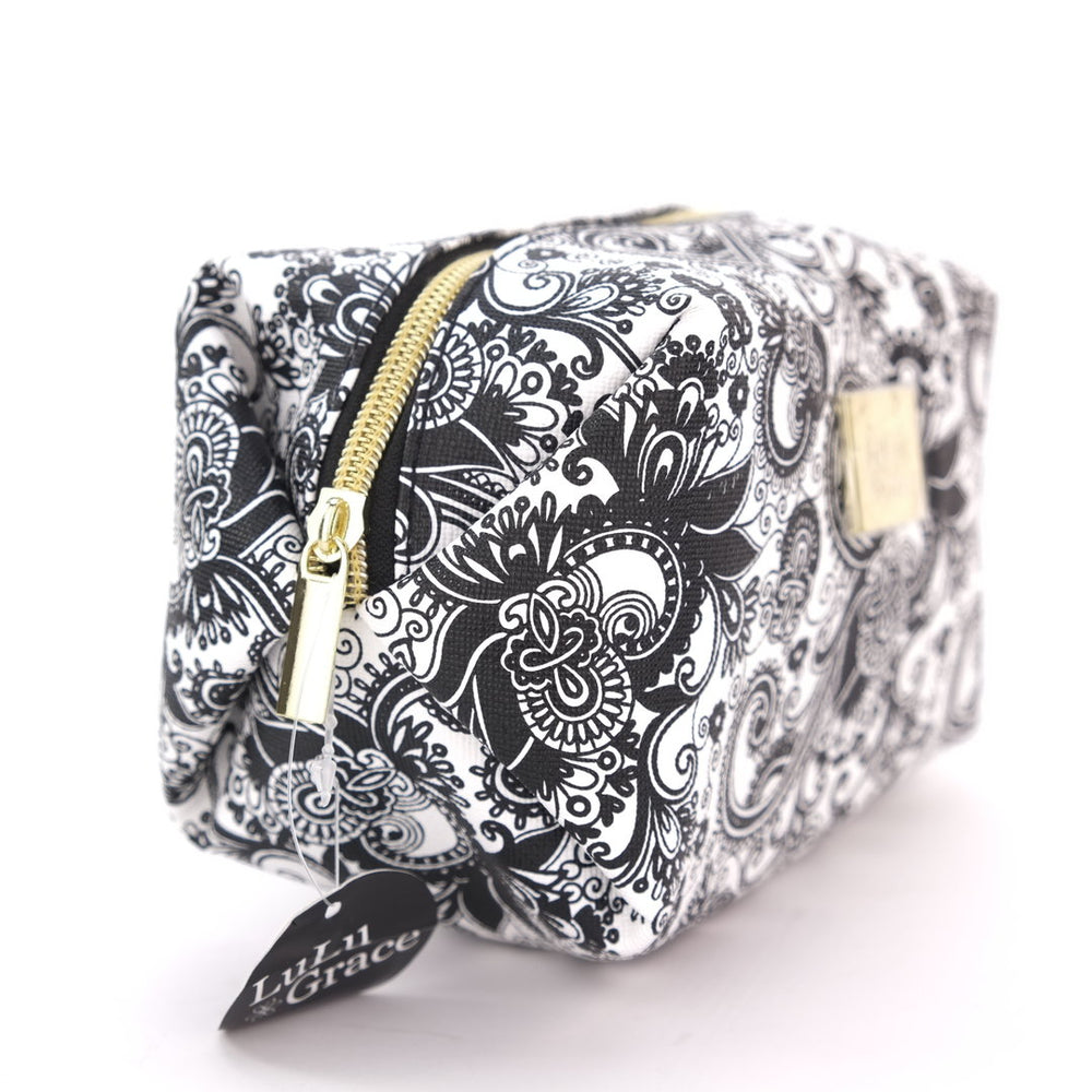 LuLu Grace Black & White Small Luxe Cosmetic Bag
