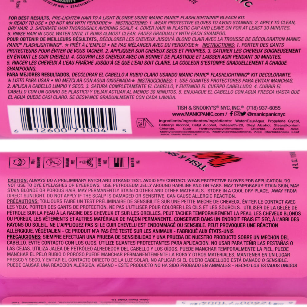    Manic Panic Cotton Candy Pink AmplifiedSemi-Permanent Hair Colour Dye Instructions