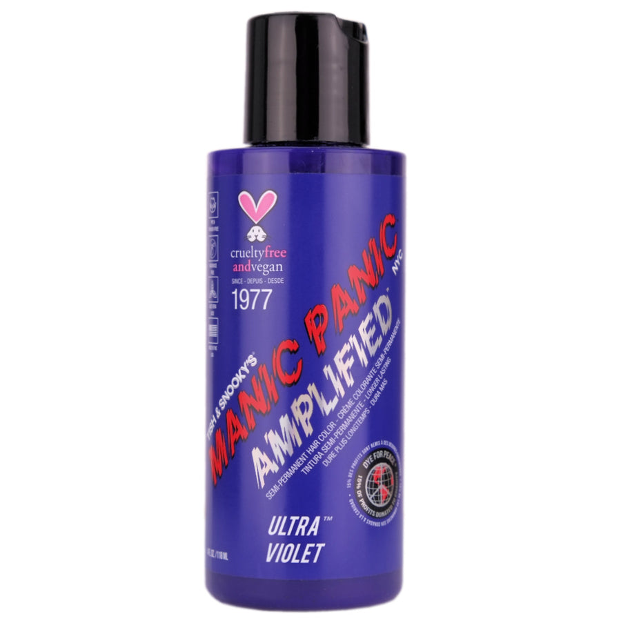 Manic Panic Ultra Violet Amplified Semi-Permanent Hair Colour is a medium blue-toned purple/violet hair dye! For the most vibrant hair color results, we recommend pre-lightening hair to very light level 9 blonde before application.