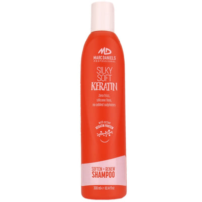 Marc Daniels Silky Soft Keratin Soften & Renew Shampoo revitalises dry, damaged hair while renewing and smoothing the cuticle. Infused with real Keratin Proteins, it will soften and revive tired, stressed hair.