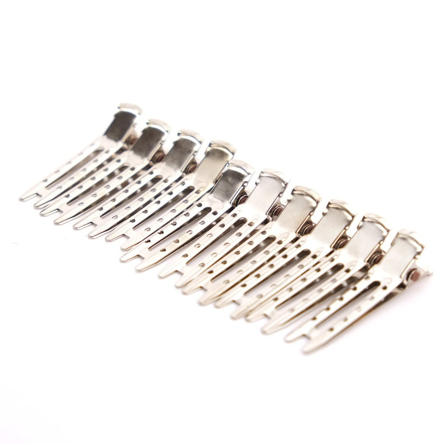 Metal Double Prong Curl Clips x 10 pack