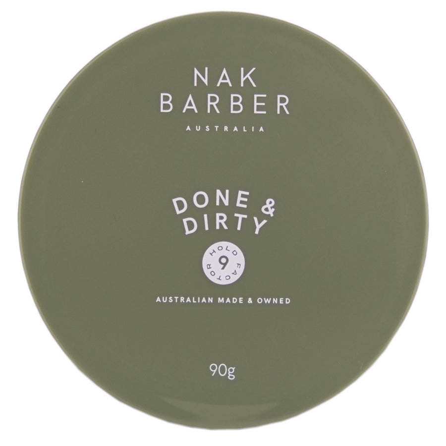 Nak Barber Done and Dirty is an Extreme Hold Clay that creates rugged texture and thickness.