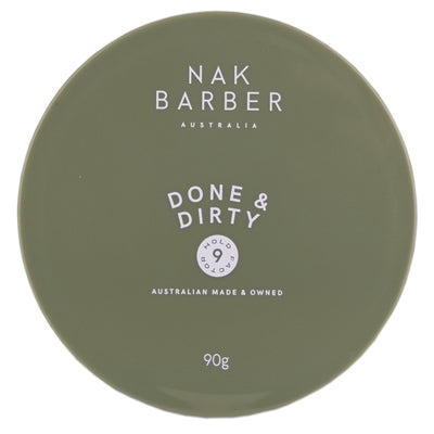 Nak Barber Done and Dirty is an Extreme Hold Clay that creates rugged texture and thickness.