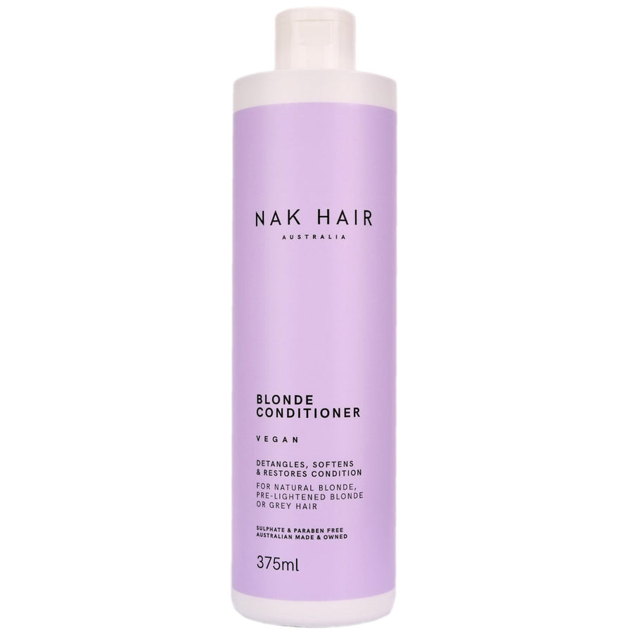 Nak Hair Blonde Conditioner helps to detangle, soften and restore hair condition for natural blonde, pre-lightened blonde and grey hair.