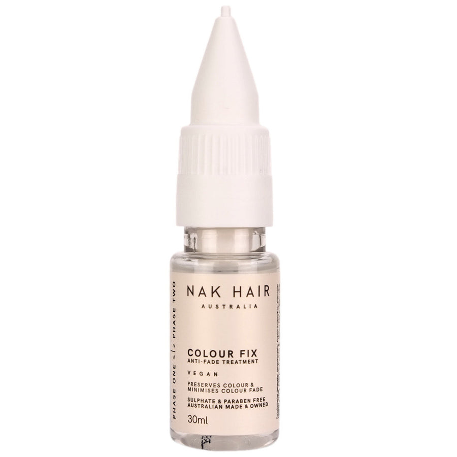 Nak Hair Colour Fix Anti-Fade Treatment 30ml is a 30 second, two-phase reconstructive treatment designed to rebuild the hair whilst locking in the colour.