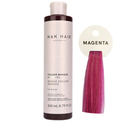 Nak Hair Colour Masque Magenta has Mulberry Red, with a hint of Plum for creating vivid pops of colour and mulberry red magenta tones in colour treated hair.
