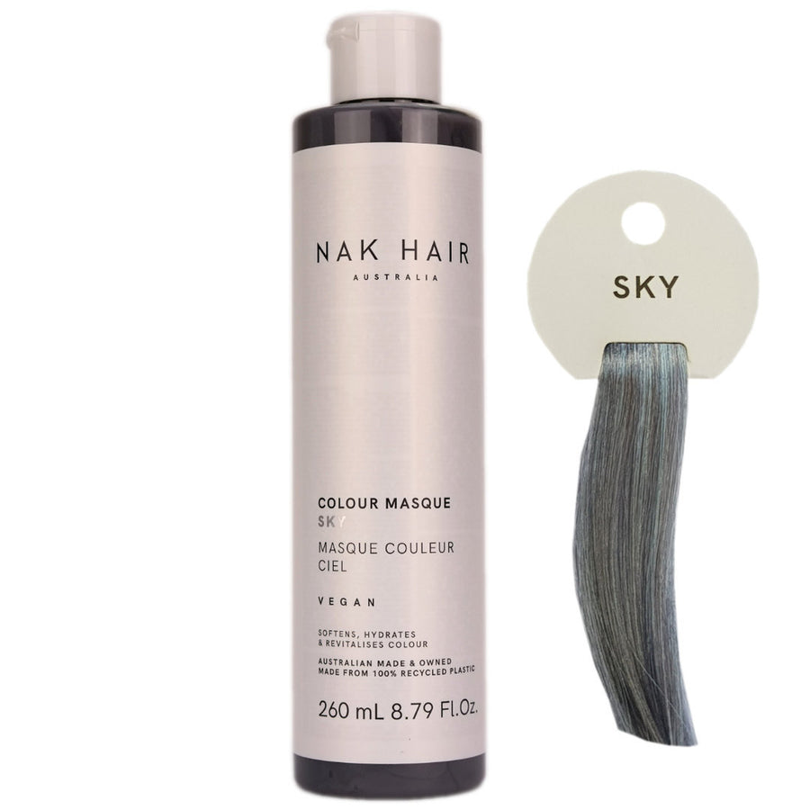 Nak Hair Colour Masque Dusk has Silver Pink, with A hint of Rose for creating sheer toning control and silver-grey violet tones in colour treated, pre-lightened blonde, platinum blonde, or light natural hair.