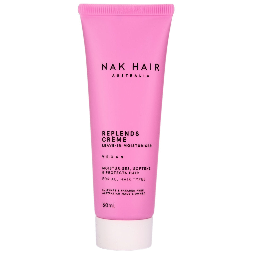 Nak Hair Replends Creme Leave-in Moisturiser Mini 50ml is a daily leave-in creme to soften and protect your hair.