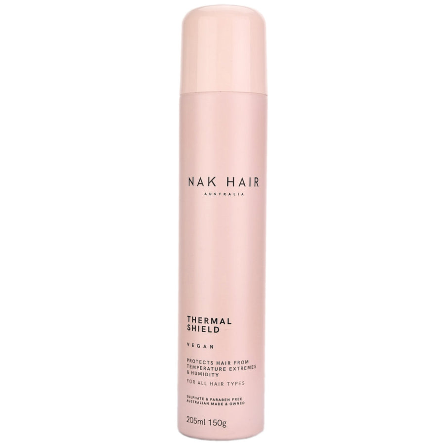 Nak Hair Thermal Shield helps to protect and shield hair from temperature extremes caused by hot tools and humidity.