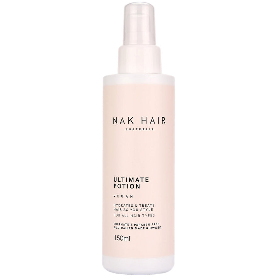 Nak Hair Ultimate Potion helps to treat and hydrate the hair as you style.