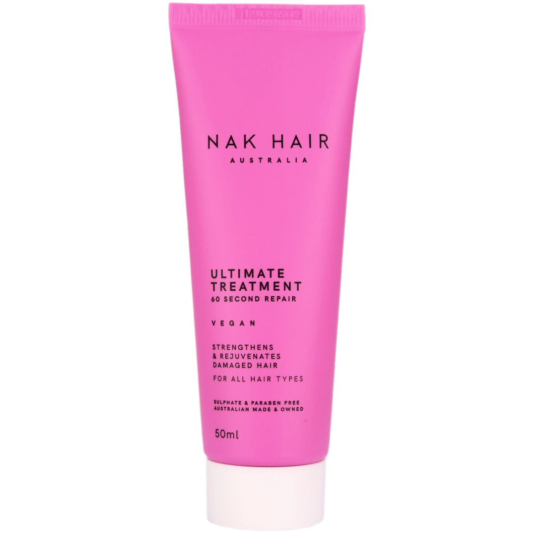 Nak Hair Ultimate Treatment 60 Second Repair mini size is a strengthening treatment designed to rejuvenate your hair in 60 seconds.