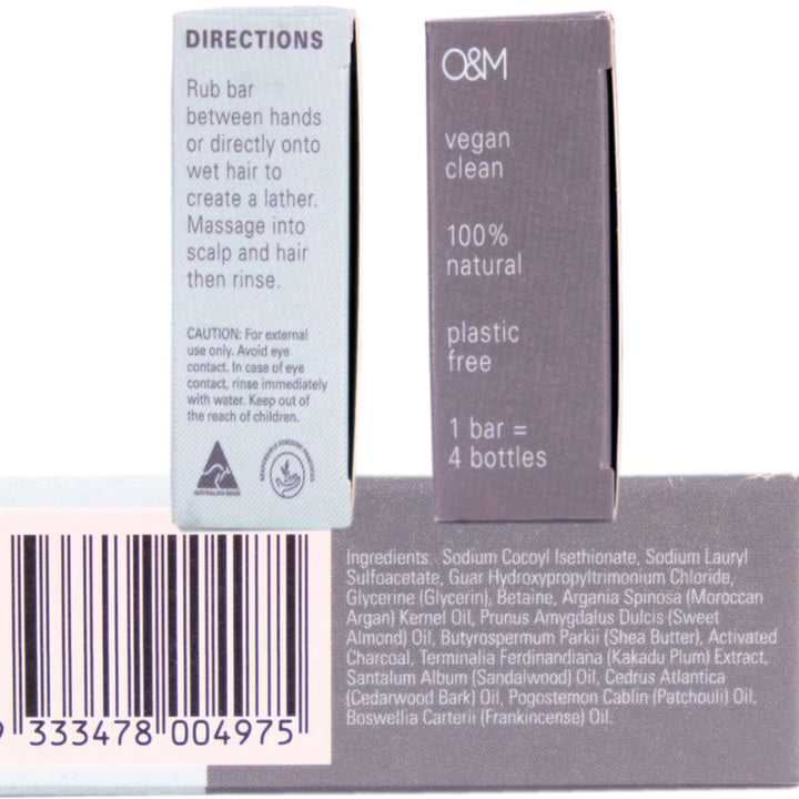 O & M Charcoal Shampoo Bar Ingredients - The Hair Hub