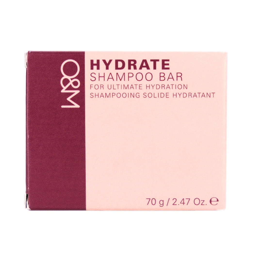 O&M Hydrate Shampoo Bar provides ultimate hydration without the silicones and colourants. Hydrate Shampoo Bar with Red Clay and Macadamia Oil.