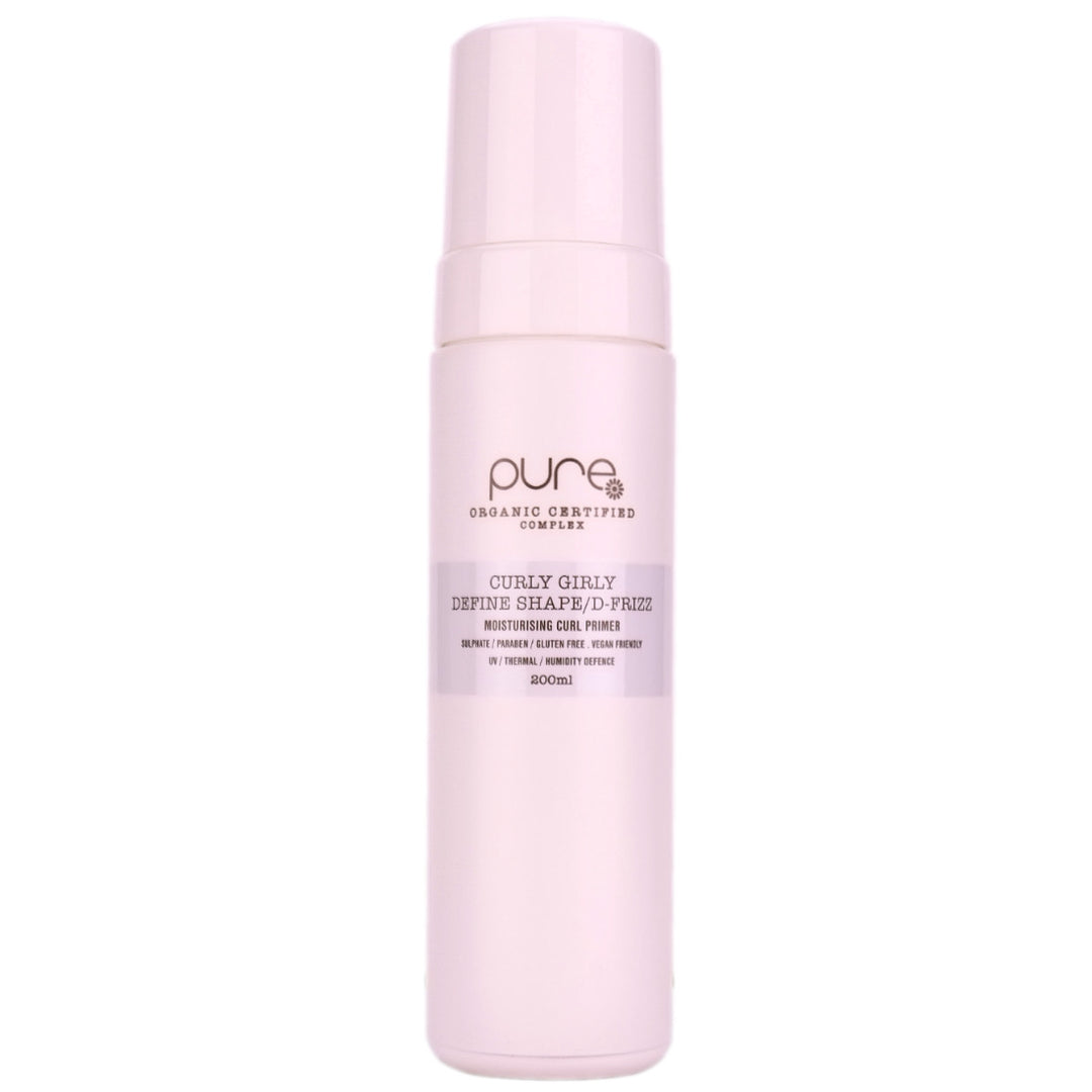 Pure Curly Girly is a Moisturising Curl Primer that seals in moisture and definition for all curly, unruly hair.